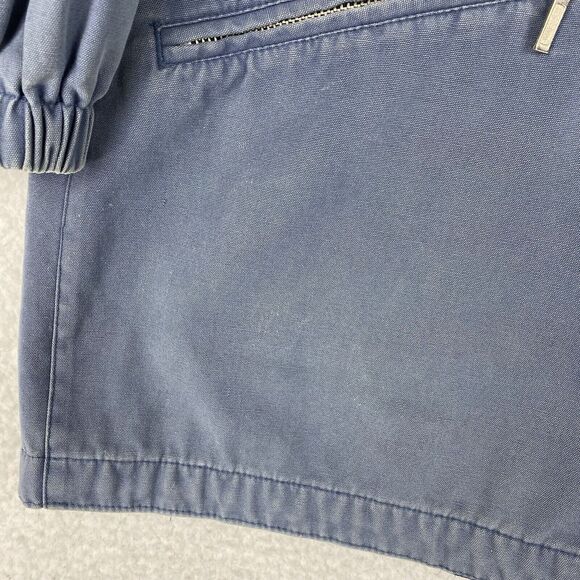 Vtg St Johns Bay Jacket Womens Sz L Blue Chore Coat Hooded Plaid Lined Full Zip - Picture 5 of 16